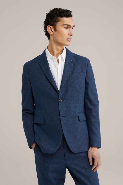 We Fashion Slim Fit Blazer Van Linnenmix Donkerblauw