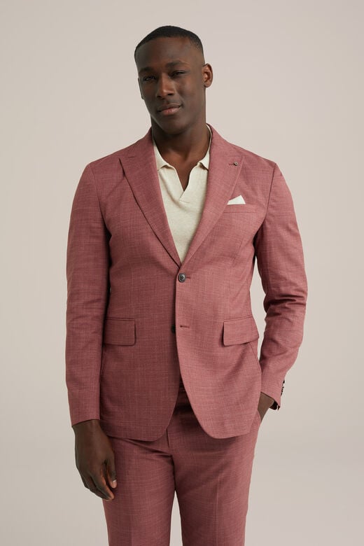 We Fashion Slim Fit Blazer Van Linnenmix Donkerrood