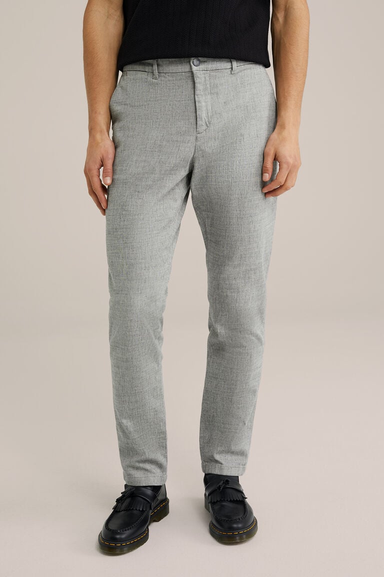 We Fashion Slim Fit Chino Met Structuur Lichtgrijs Gemeleerd