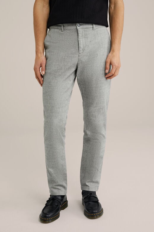 We Fashion Slim Fit Chino Met Structuur Lichtgrijs Gemeleerd