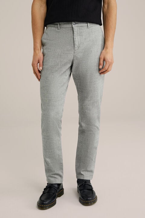 we fashion slim fit chino met structuur Lichtgrijs gemeleerd