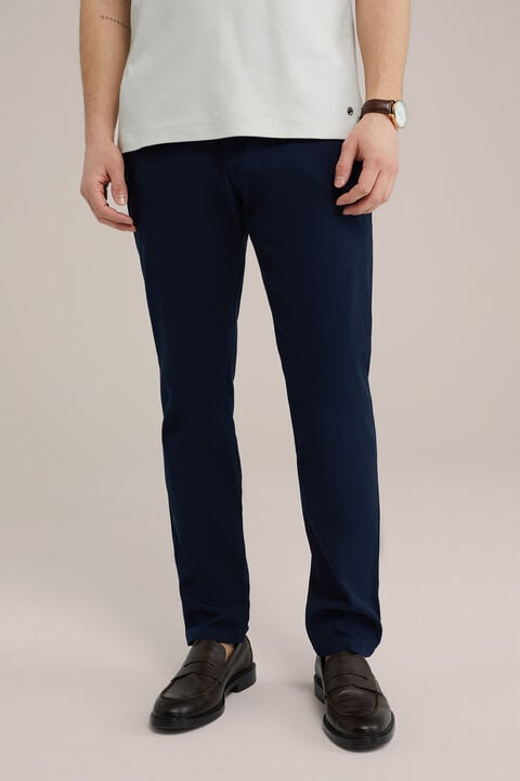 we fashion Slim fit chino met structuur Marineblauw