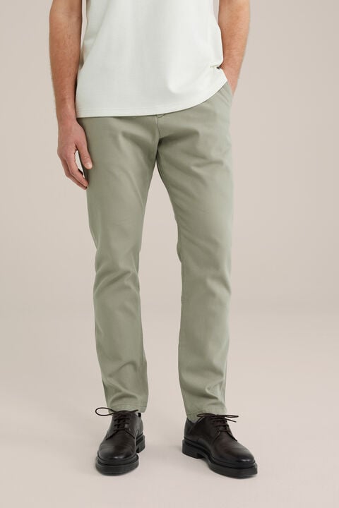 we fashion Slim fit chino met structuur Pastelgroen