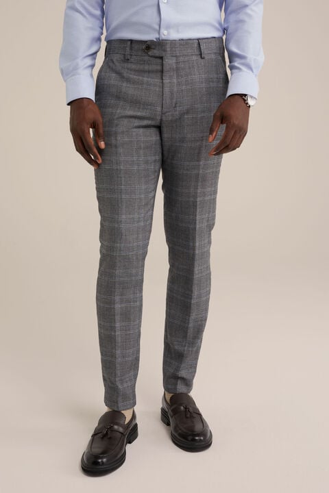 we fashion slim fit geruite flanel pantalon Lichtgrijs