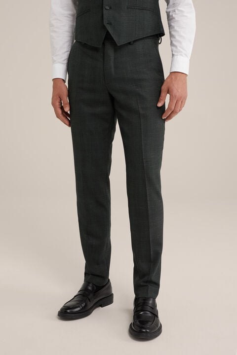 we fashion slim fit pantalon met dessin Donkergroen