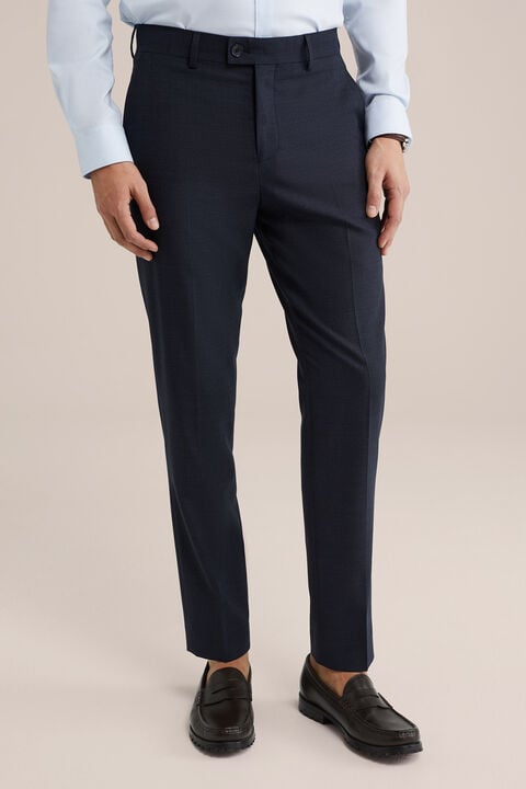 We Fashion Slim Fit Pantalon Met Jacquard Structuur Donkerblauw