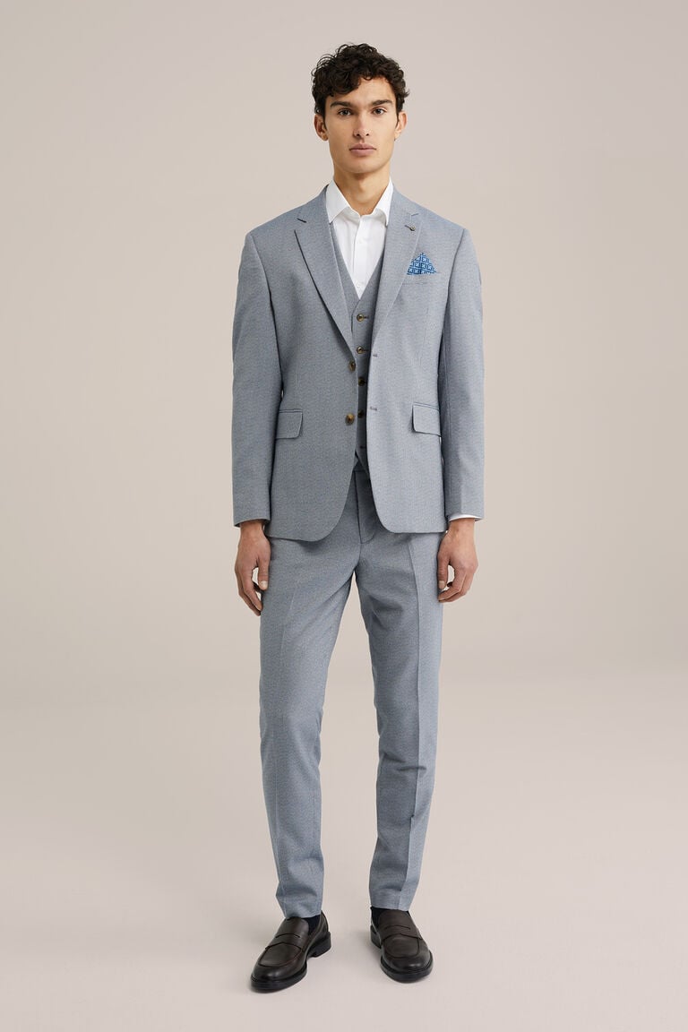 We Fashion Slim Fit Pantalon Met Micropatroon Grijsblauw