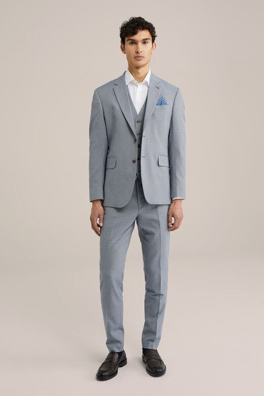 We Fashion Slim Fit Pantalon Met Micropatroon Grijsblauw