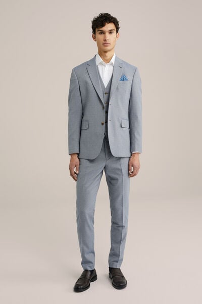 We Fashion Slim Fit Pantalon Met Micropatroon Grijsblauw