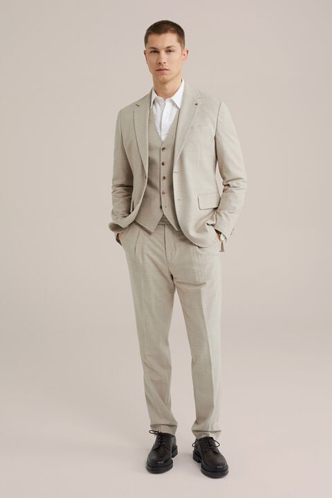 we fashion Slim fit pantalon met subtiele ruit Beige