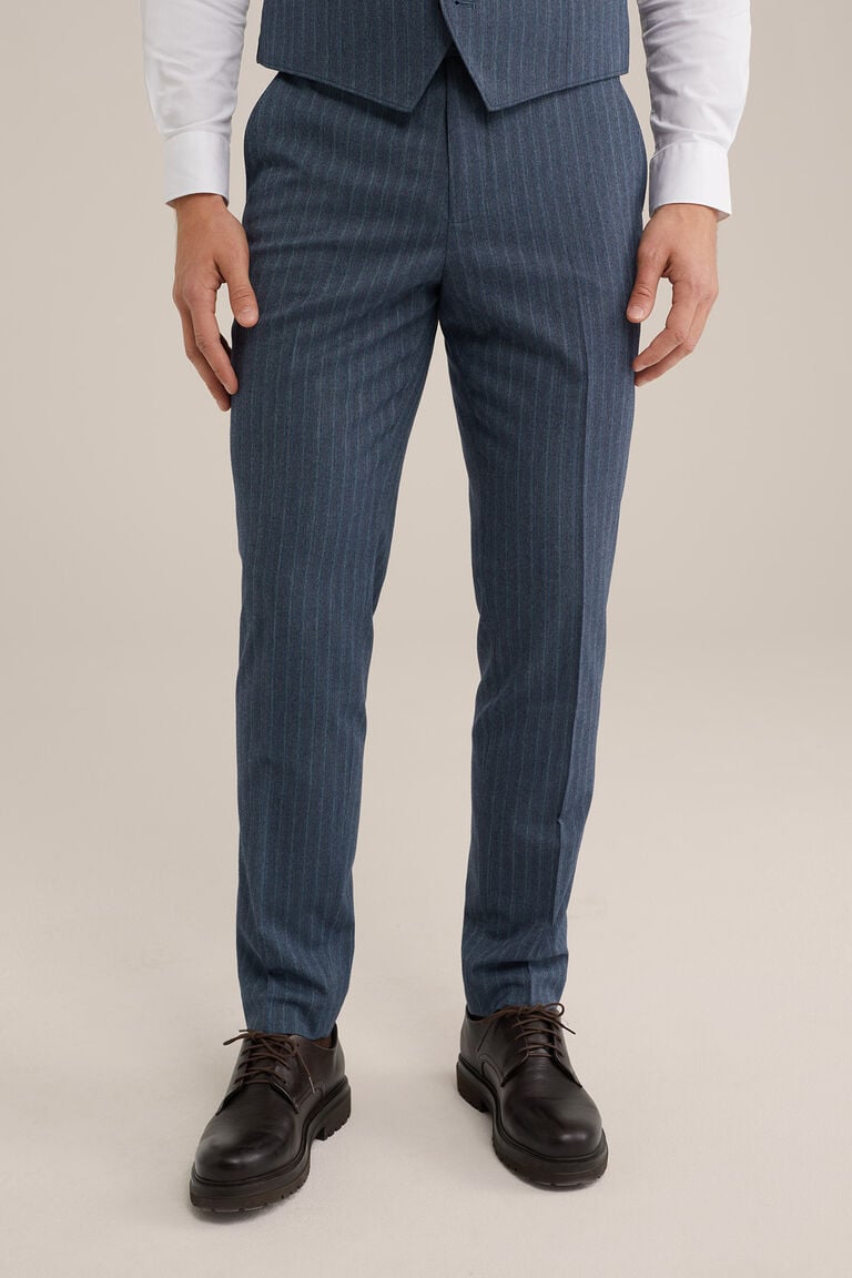 We Fashion Slim Fit Pantalon Met Subtiele Streep Grijsblauw