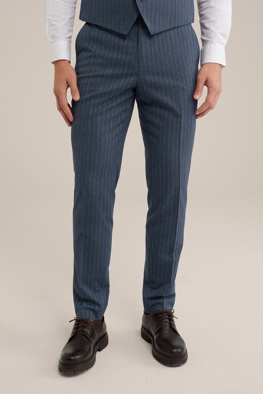 We Fashion Slim Fit Pantalon Met Subtiele Streep Grijsblauw