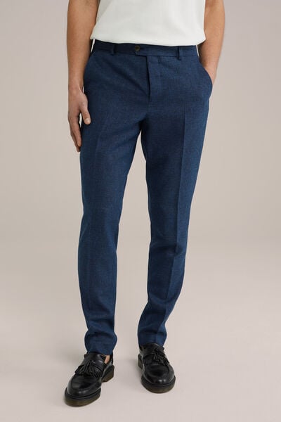 We Fashion Slim Fit Pantalon Van Linnenmix Donkerblauw