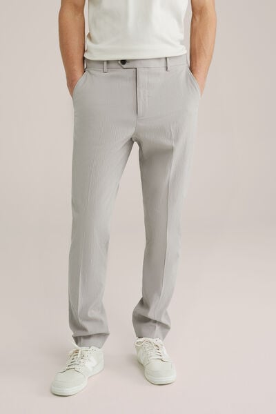 We Fashion Slim Fit Pantalon Van Seersucker Lichtgrijs