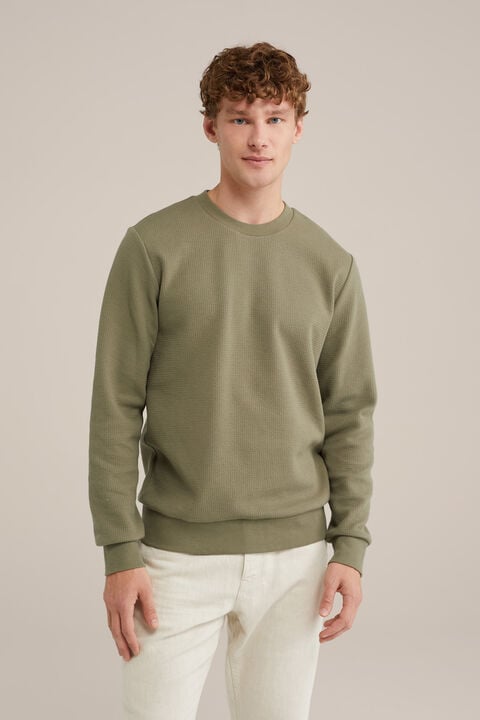 we fashion sweater met antibacteriële finish Olijfgroen