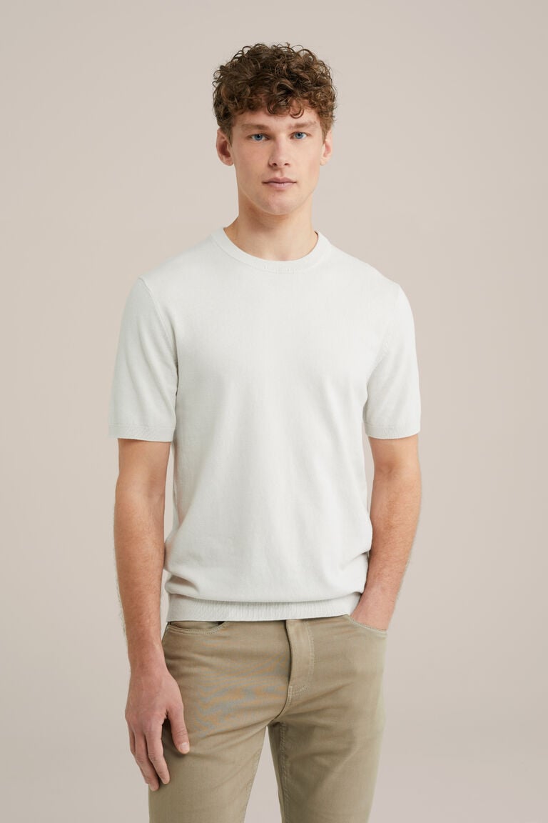 We Fashion T-shirt Regular Fit En Coton Mélangé Maille Fine Blanc