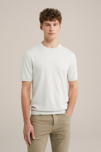 We Fashion T-shirt Regular Fit En Coton Mélangé Maille Fine Blanc