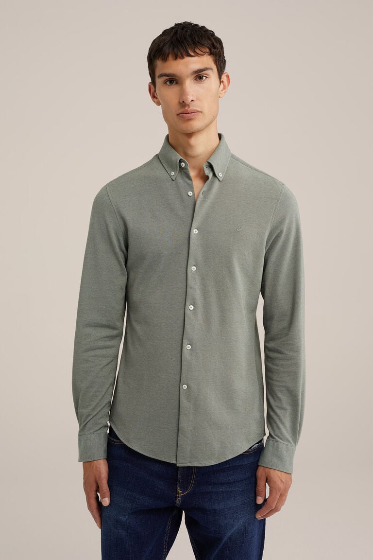 We Fashion Tall Fit Overhemd Van Piquéjersey Zeegroen
