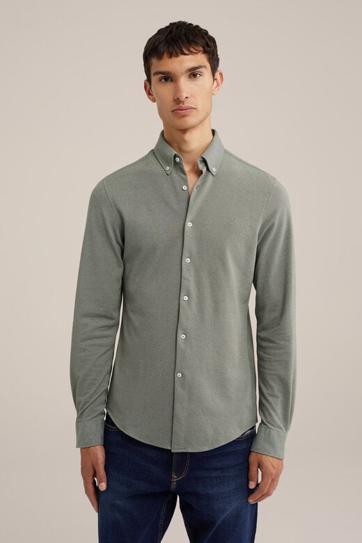 We Fashion Tall Fit Overhemd Van Piquéjersey Zeegroen