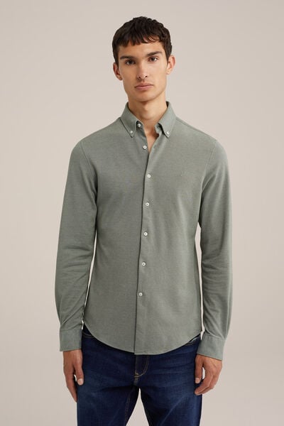 We Fashion Tall Fit Overhemd Van Piquéjersey Zeegroen