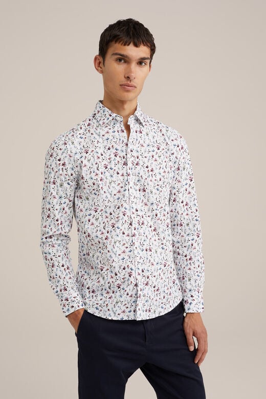 We Fashion Tall Fit Poplin Overhemd Met Dessin Multikleur