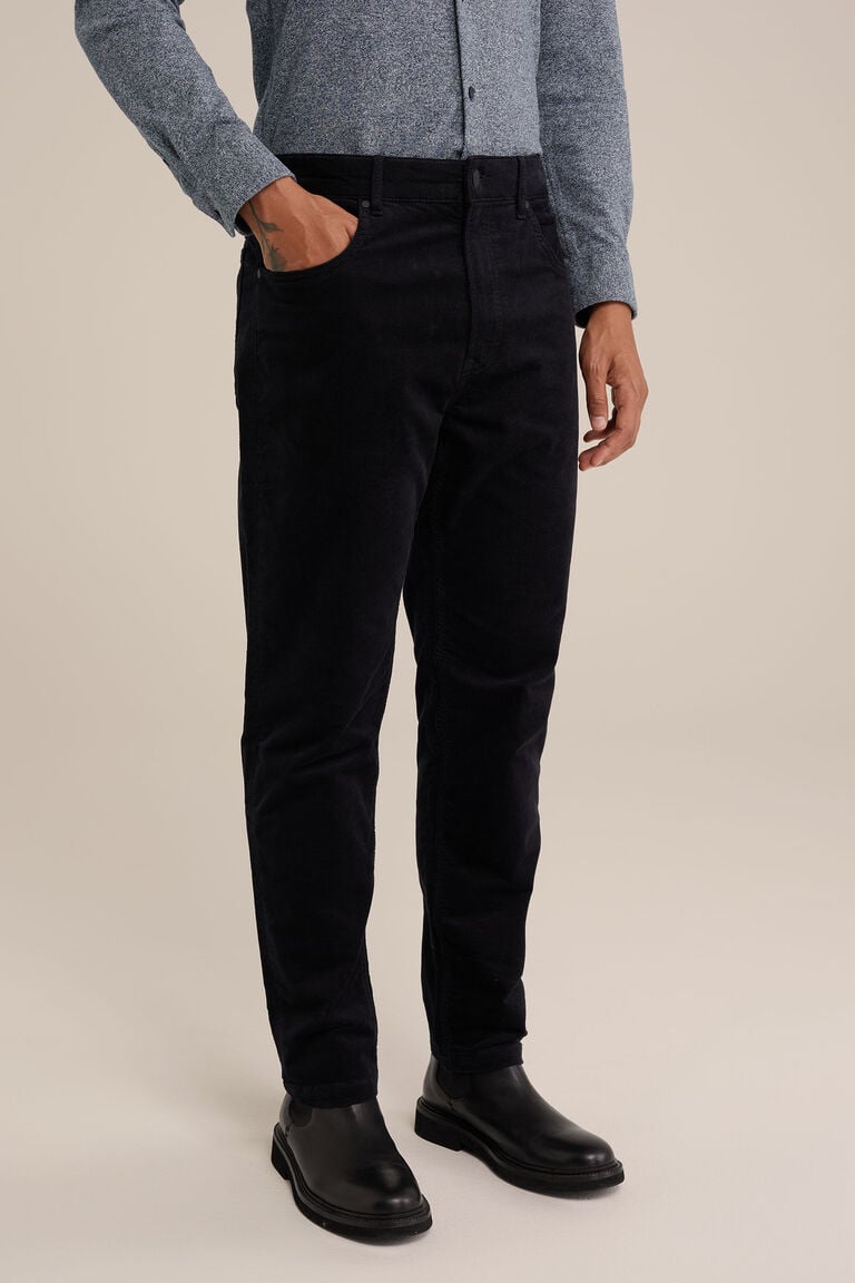 We Fashion Tapered Fit Broek Van Corduroy Donkerblauw
