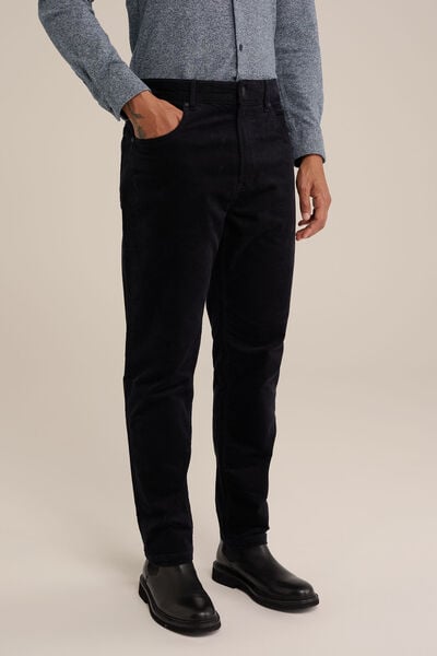We Fashion Tapered Fit Broek Van Corduroy Donkerblauw