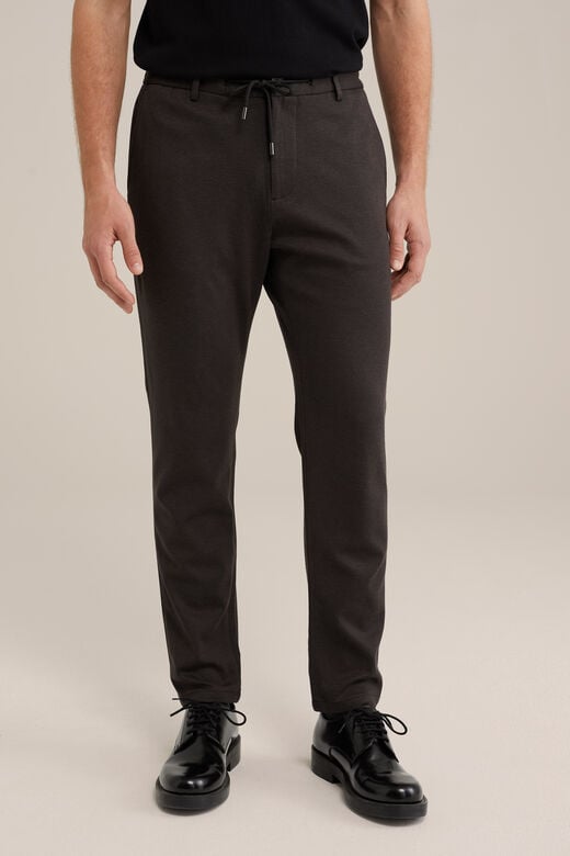 We Fashion Tapered Fit Chino Met Jacqaurd-dessin Donkergrijs