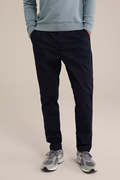 We Fashion Tapered Fit Chino Met Stretch Donkerblauw