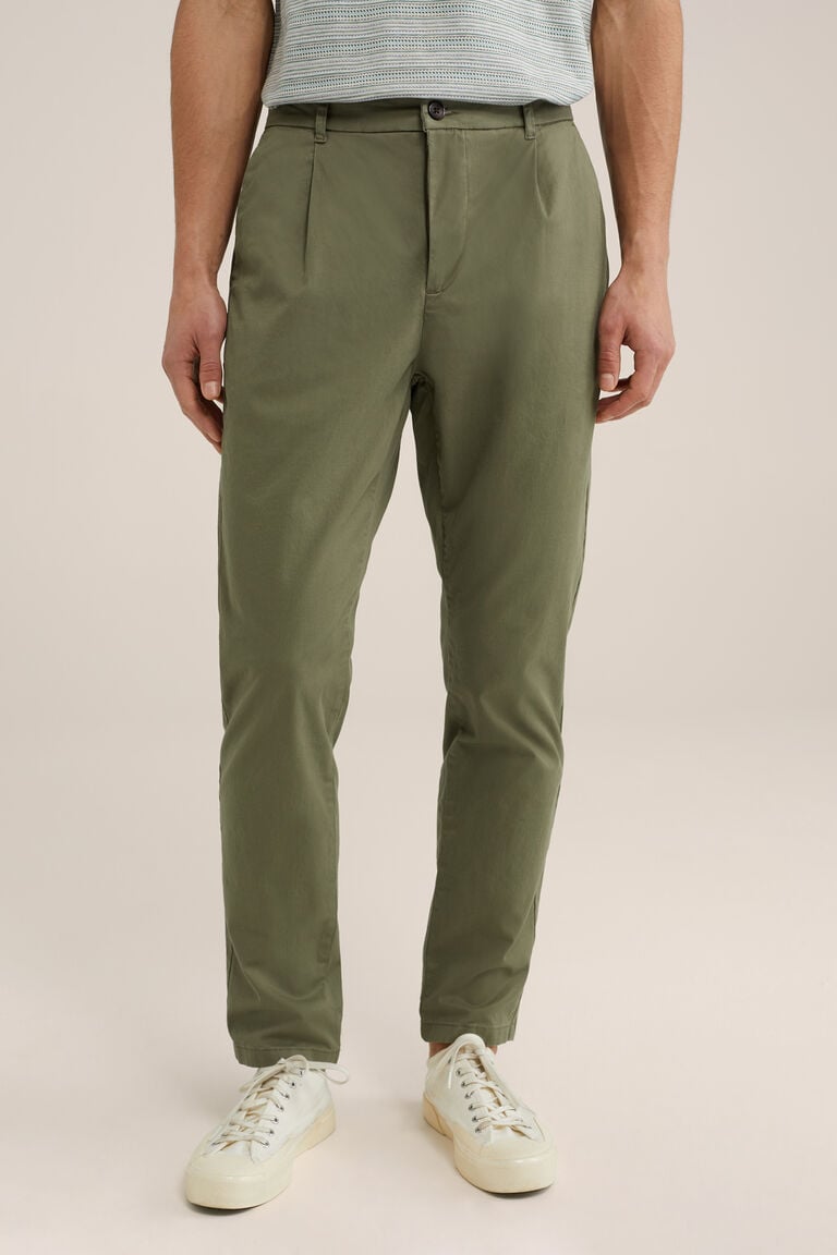 We Fashion Tapered Fit Chino Met Stretch Olijfgroen