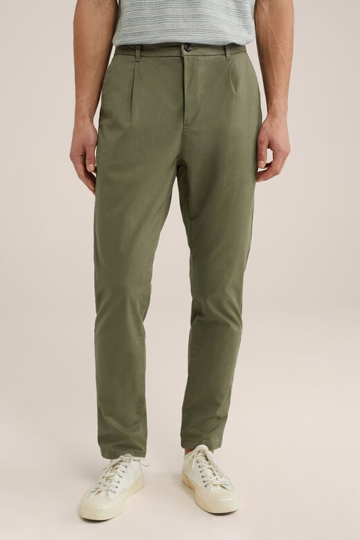 We Fashion Tapered Fit Chino Met Stretch Olijfgroen