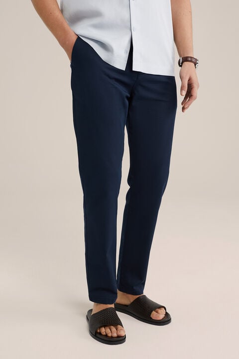 we fashion Tapered soft touch chino van katoen modalmix Donkerblauw
