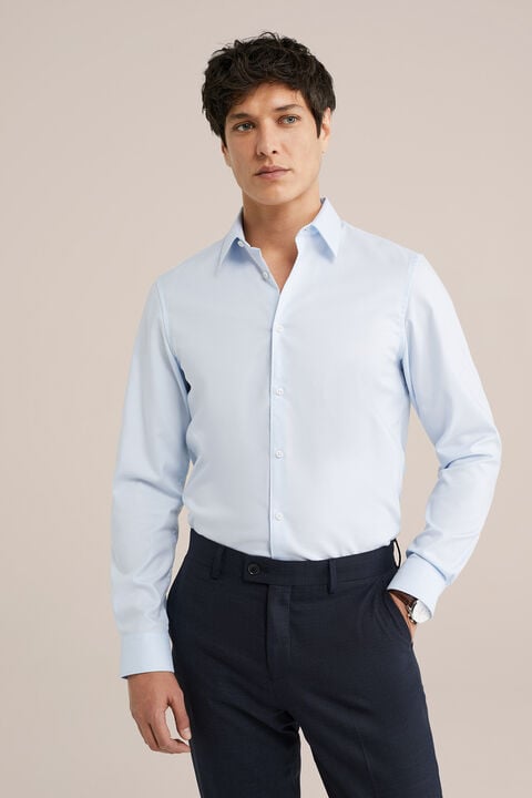 we fashion Twill geweven overhemd van katoenmix met stretch Lichtblauw