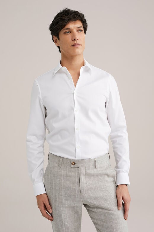 We Fashion Twill Geweven Overhemd Van Katoenmix Met Stretch Wit