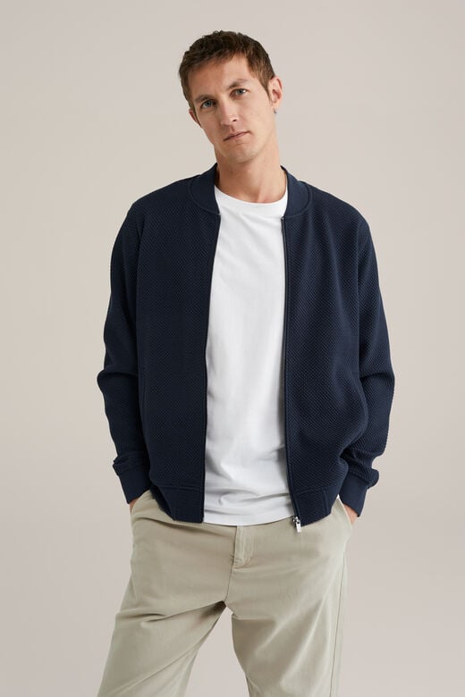 We Fashion Bombervest Met Structuur Donkerblauw