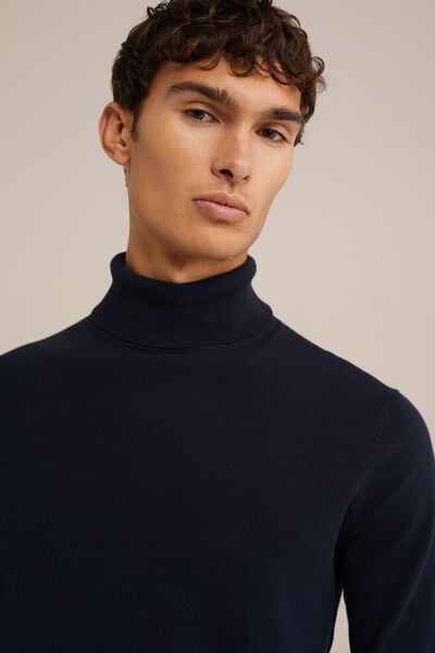 We Fashion Coltrui Fijngebreid Donkerblauw