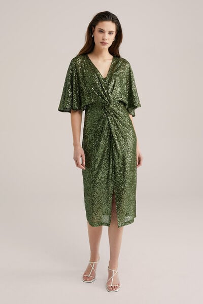 We Fashion Dames Jurk Met Pailletten Donkergroen