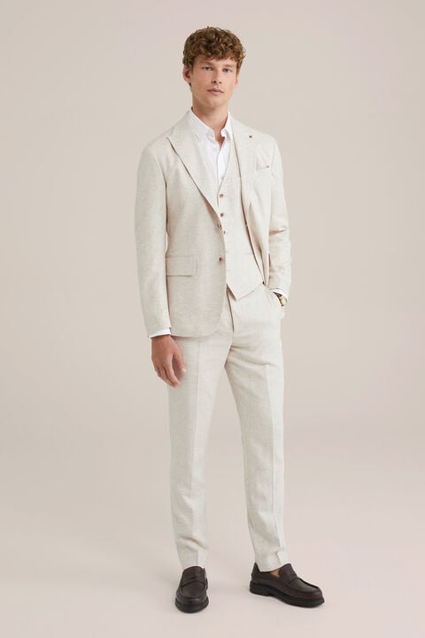 we fashion Driedelig linnen slim fit pak