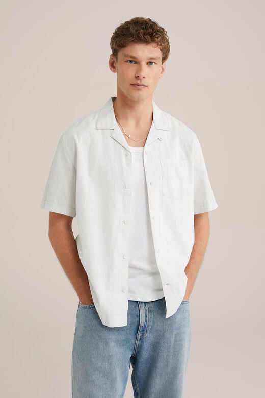We Fashion Easy Care Linnenmix Overhemd Ecru