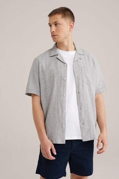 We Fashion Easy Care Linnenmix Overhemd Grijs