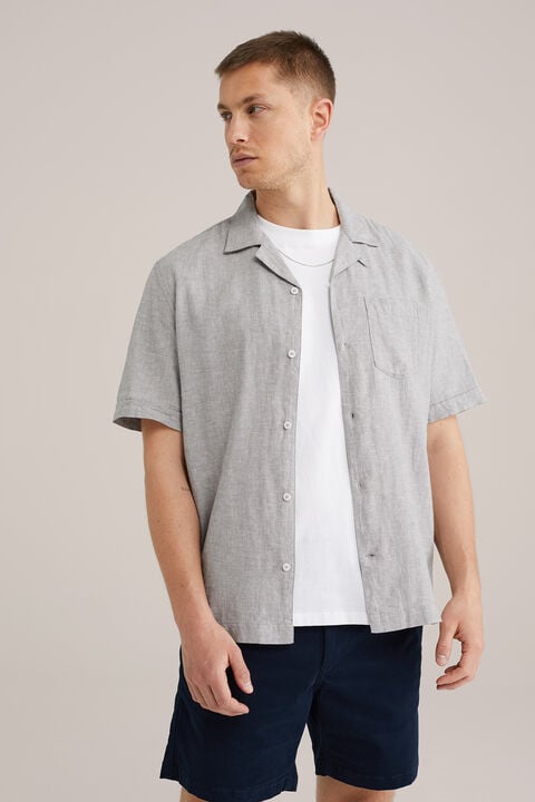 we fashion easy care linnenmix overhemd Grijs