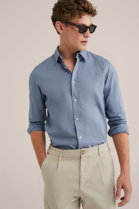 we fashion easy care overhemd van linnenmix Blauw