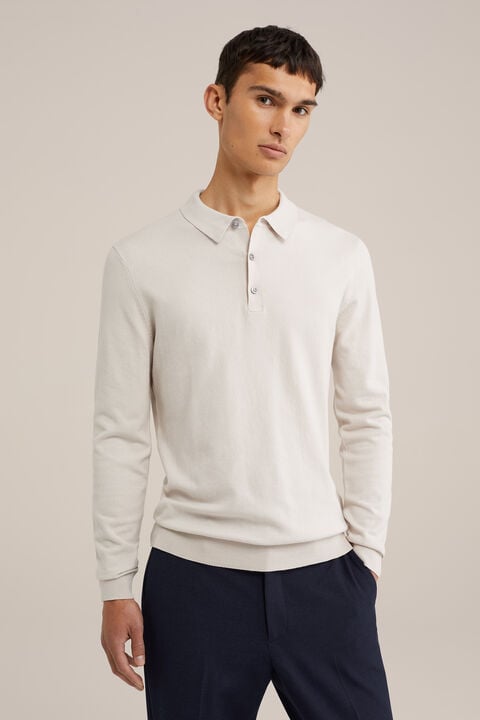 we fashion Fijngebreide polo Gebroken wit