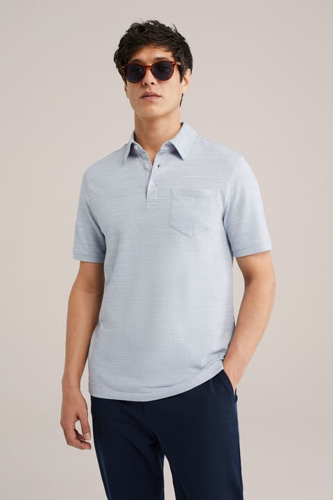 we fashion fijngebreide polo Lichtblauw