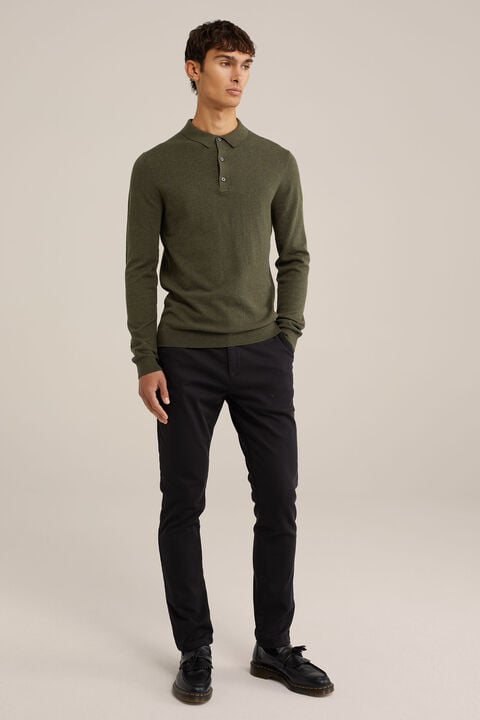 we fashion Fijngebreide polo Mosgroen