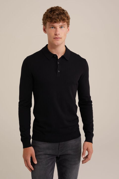 we fashion Fijngebreide polo Zwart