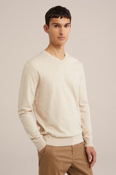 We Fashion Fijngebreide Trui Van Katoenmix Beige