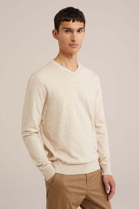 We Fashion Fijngebreide Trui Van Katoenmix Beige