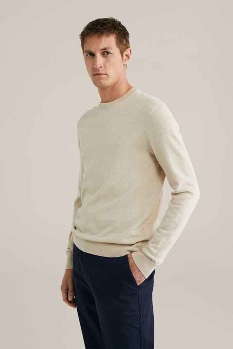 we fashion fijngebreide trui van katoenmix Ecru