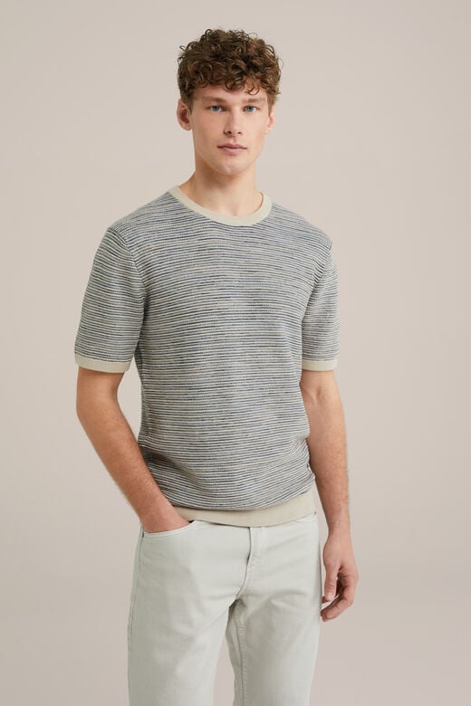 We Fashion Gebreid Regular Fit T-shirt Beige